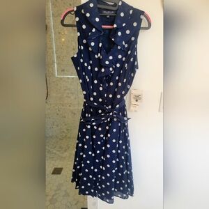 Jones New York Signature, 12P, Brand New Sleeveless Navy/White Polka Dot Dress